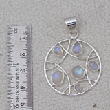 Rainbow Moon Stone 925 Sterling Silver Pendant