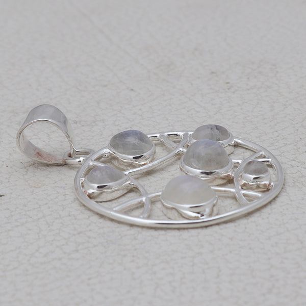 Rainbow Moonstone Silver Pendants