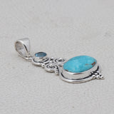 925 Sterling Silver Mexican Turquoise Pendent