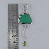 Green Chrysoprase & Peridot Silver Pendant