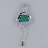 Green Chrysoprase & Peridot Silver Pendant