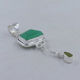 Green Chrysoprase & Peridot Silver Pendant