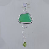 Green Chrysoprase & Peridot Silver Pendant