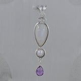 Rainbow Moonstone Pendant 925 Sterling Silver