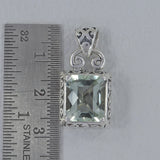 Green Amethyst Silver Pendant