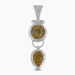 Citrine Cut Gemstone Silver Pendants