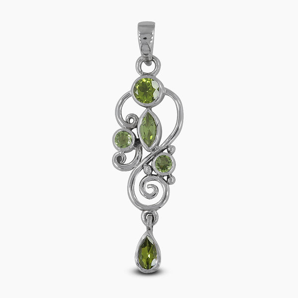 Peridot Silver Drop Pendants