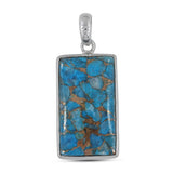 Blue Copper Turquoise Silver Pendant