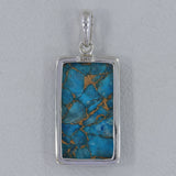 Blue Copper Turquoise Silver Pendant