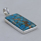 Blue Copper Turquoise Silver Pendant