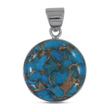 Blue Copper Turquoise Silver Pendant