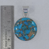 Blue Copper Turquoise Silver Pendant