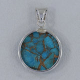 Blue Copper Turquoise Silver Pendant