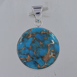 Blue Copper Turquoise Silver Pendant