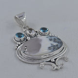 Dendritic Opal Gemstone Silver Pendant