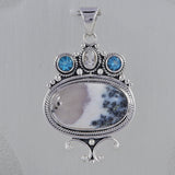 Dendritic Opal Gemstone Silver Pendant