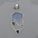 925 Sterling Silver Blue Lace Agate Pendent