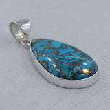 Blue Copper Turquoise Silver Pendant