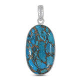 Blue Copper Turquoise Silver Pendant