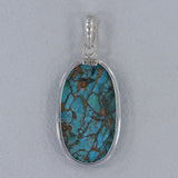 Blue Copper Turquoise Silver Pendant