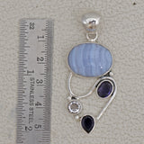 925 Sterling Silver Blue Lace Agate Pendent