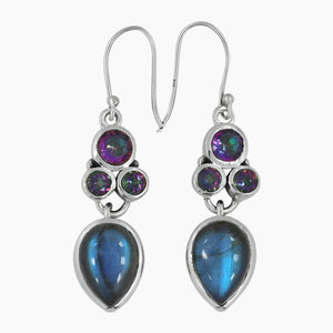 Labradorite & Mystic Quartz Silver Earrings