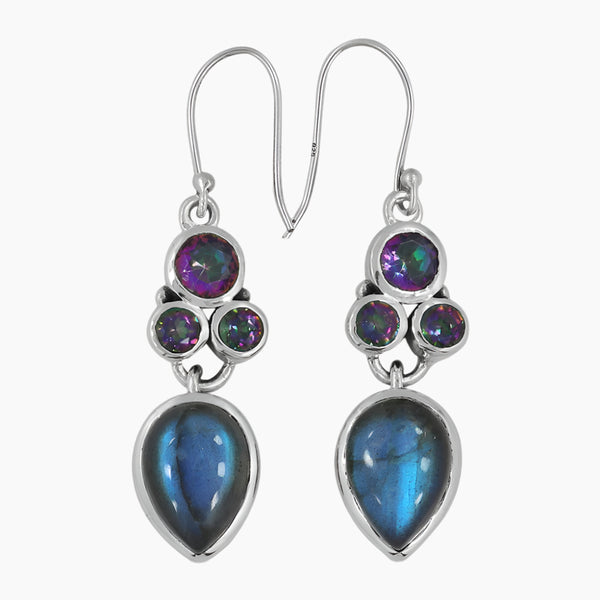 Labradorite & Mystic Quartz Silver Earrings