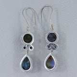 Rainbow Moonstone Silver Earrings