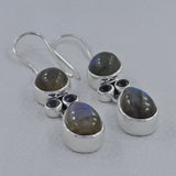 Rainbow Moonstone Silver Earrings