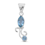 925 Sterling Silver Blue Topaz Pendent