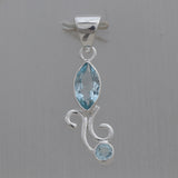 925 Sterling Silver Blue Topaz Pendent