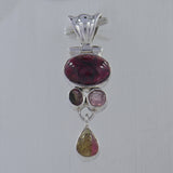 Multi Tourmaline Pendant Sterling Silver