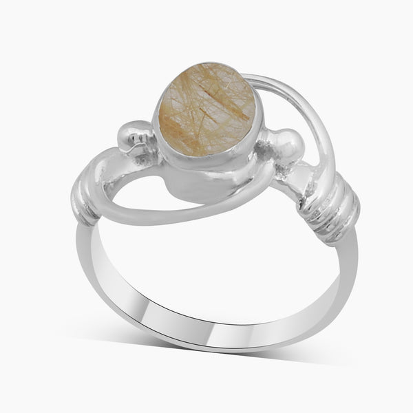 Natural Rutile Quartz Silver Rings