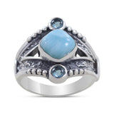 Natural Larimar Silver Ring