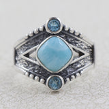 Natural Larimar Silver Ring