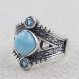 Natural Larimar Silver Ring