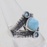 Natural Larimar Silver Ring