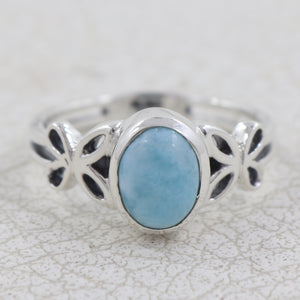 Natural Larimar Silver Ring