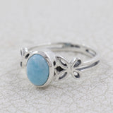 Natural Larimar Silver Ring