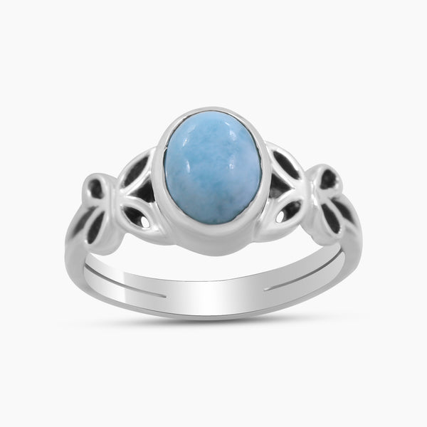 Natural Larimar Silver Rings