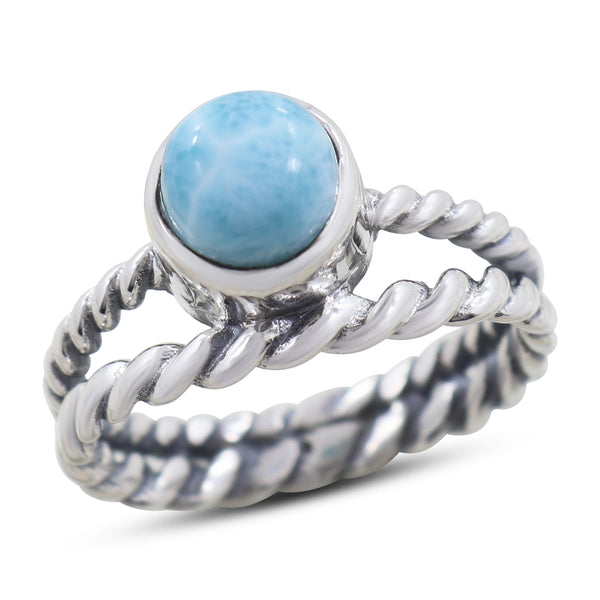Natural Larimar 925 Sterling Silver Ring
