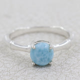 Natural Larimar 925 Sterling Silver Ring