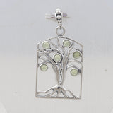 Tree Shape Peridot Silver Pendant