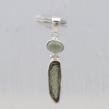 Natural Moldavite Silver Pendant