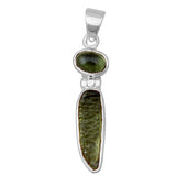 Natural Moldavite Silver Pendant