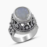Rainbow Moonstone Silver Rings