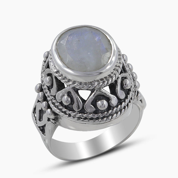 Rainbow Moonstone Silver Rings