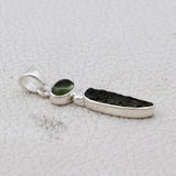 Natural Moldavite Silver Pendant