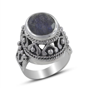 Rainbow Moonstone Silver Ring