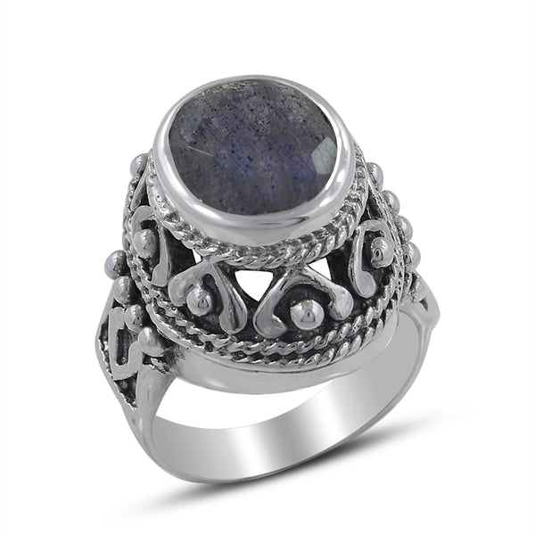 Rainbow Moonstone Silver Ring